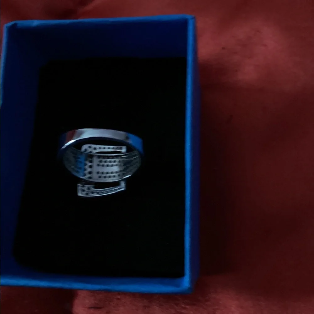 Silver Buckle Ring with Crystals